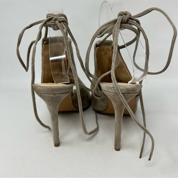 Steve Madden Taupe Sophie Sandals Peep Toe, Tie Up Mule Bootie Size 8.5 - Picture 11 of 12